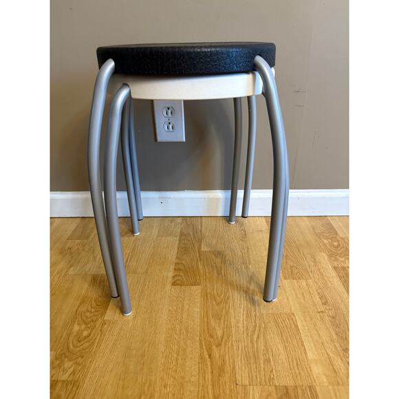 2 Vintage IKEA Forby Stacking Stools - Plastic Seat, Metal Legs - Pair - Picture 3 of 10
